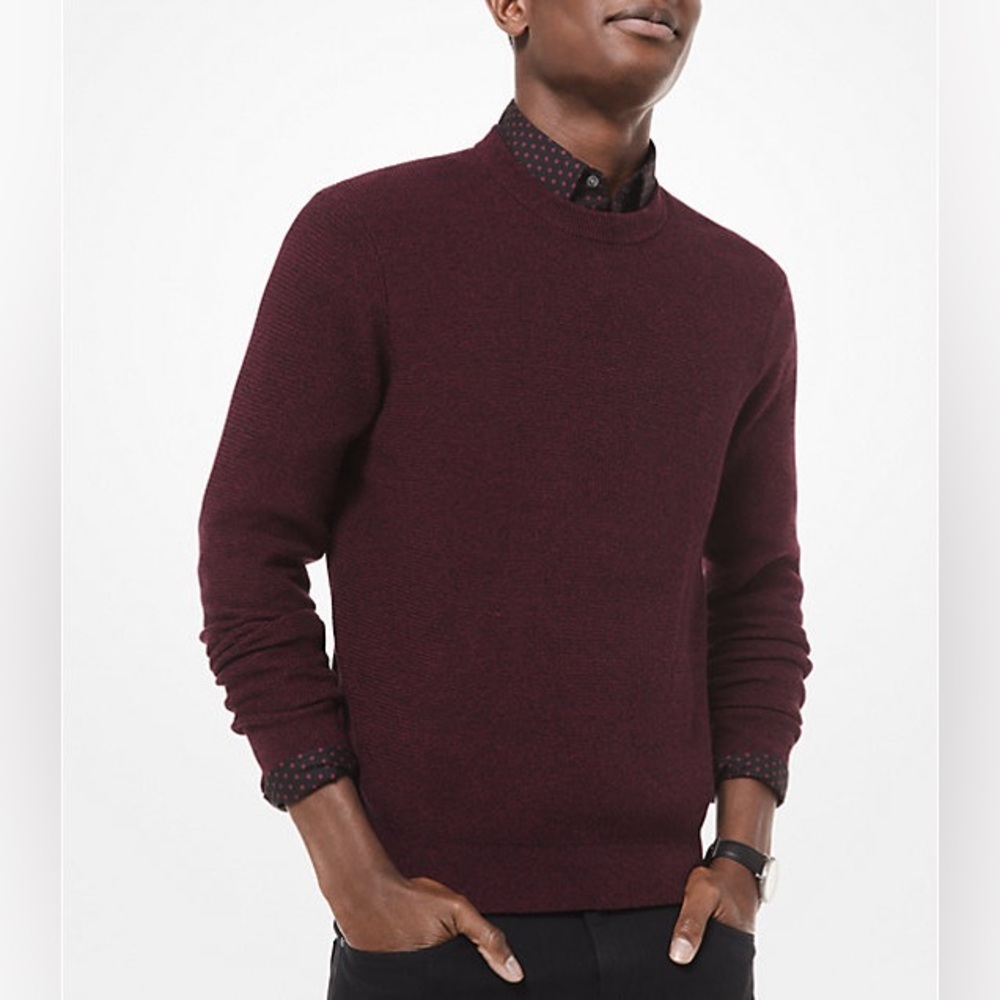 Michael Kors Men's Cotton/MerinoWool Blend Crewneck Burgundy Sweater Size XXL